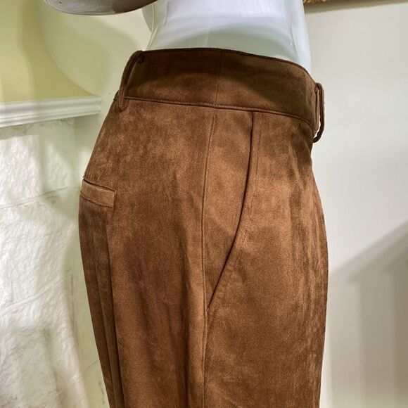 Calvin Klein Ultra Suede Pleated Front Crop Trousers - Picture 7 of 12